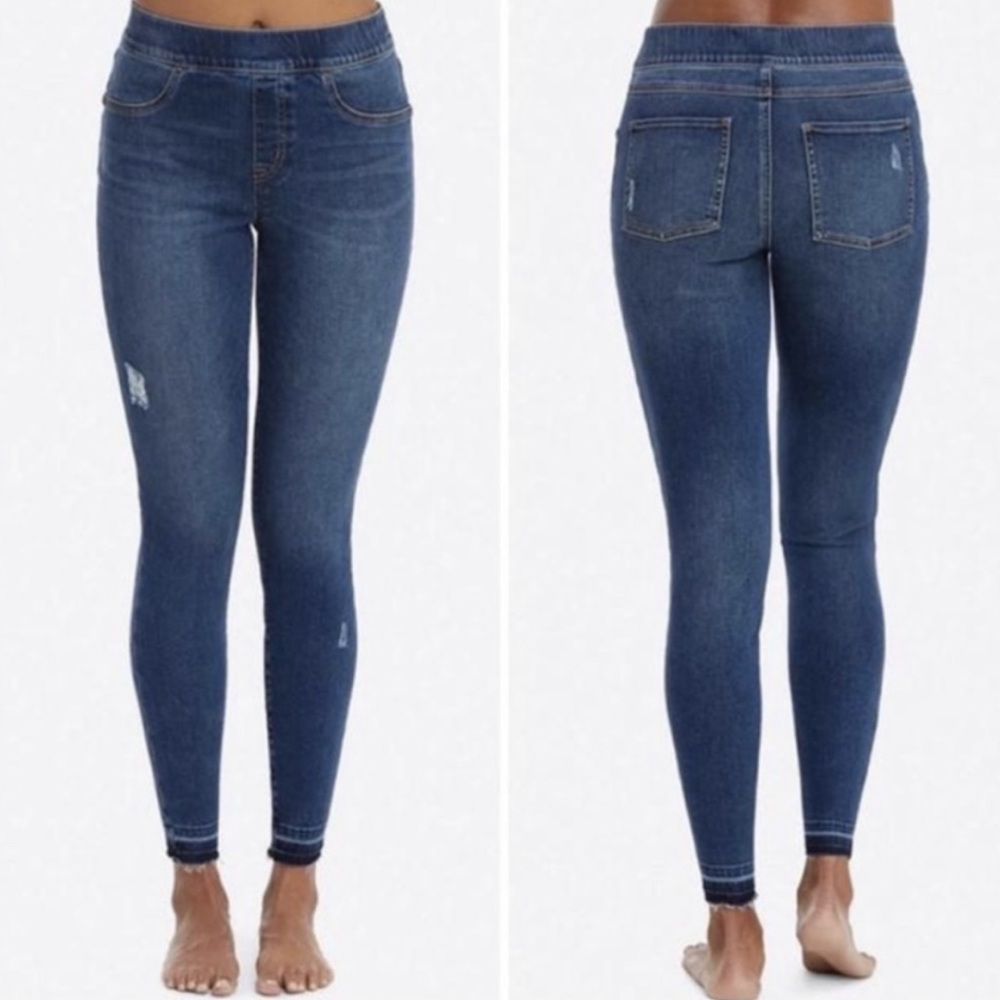 SPANX Pull On Skinny Jeans Raw Hem Size Small